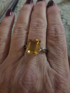 Stella Grace Sterling Silver Citrine and White Topaz Fashion Ring Size 11